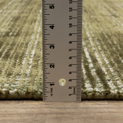 Circa Stripe Green/ Ivory Mixed Pile Rug