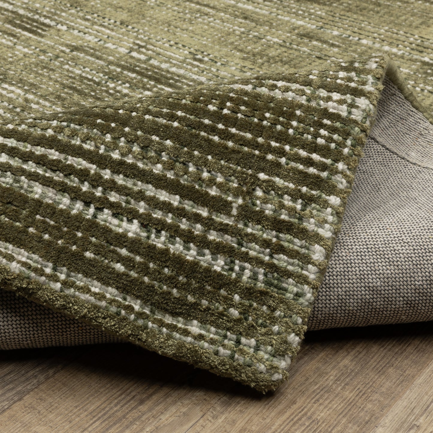 Circa Stripe Green/ Ivory Mixed Pile Rug