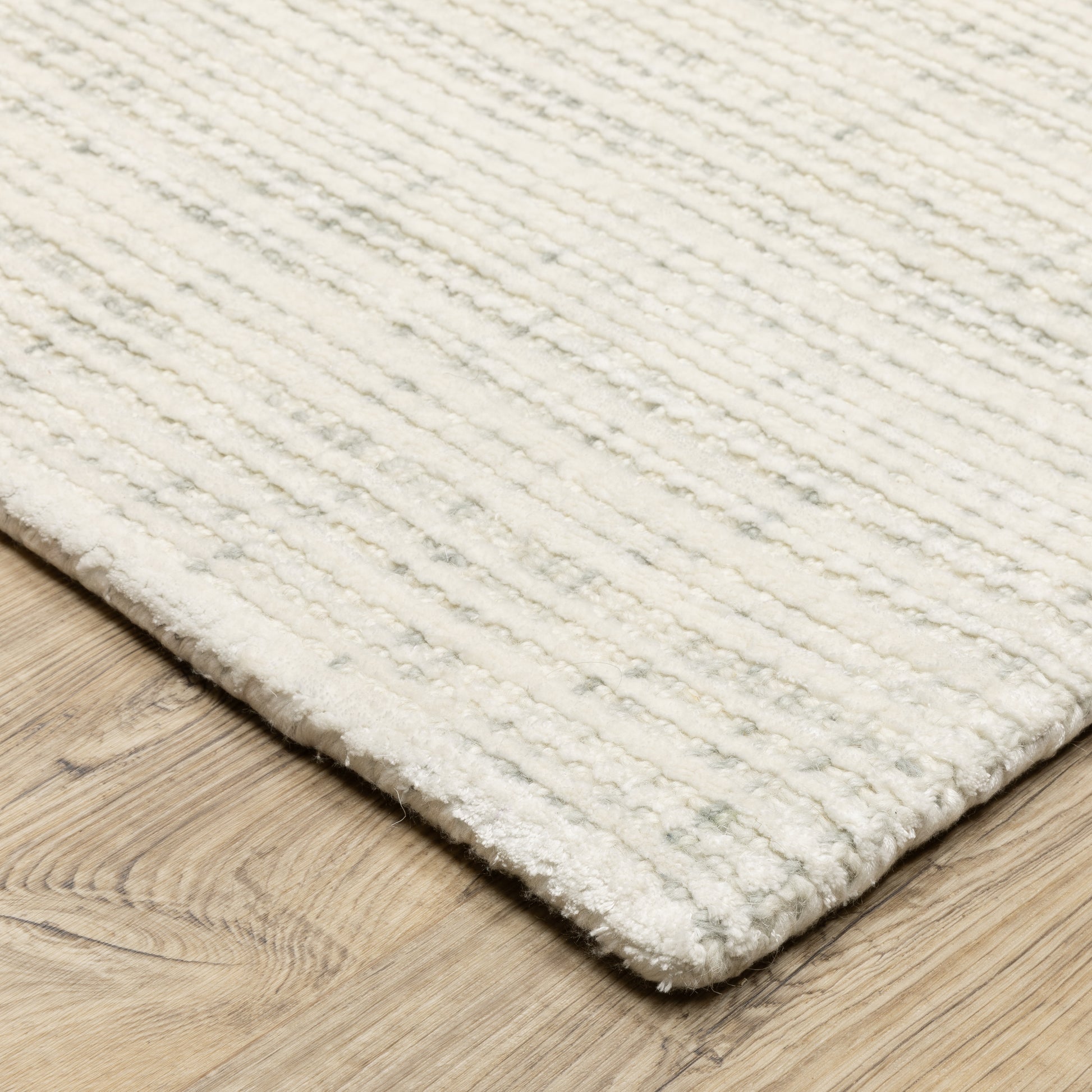 Circa Stripe Ivory/ Ivory Mixed Pile Rug