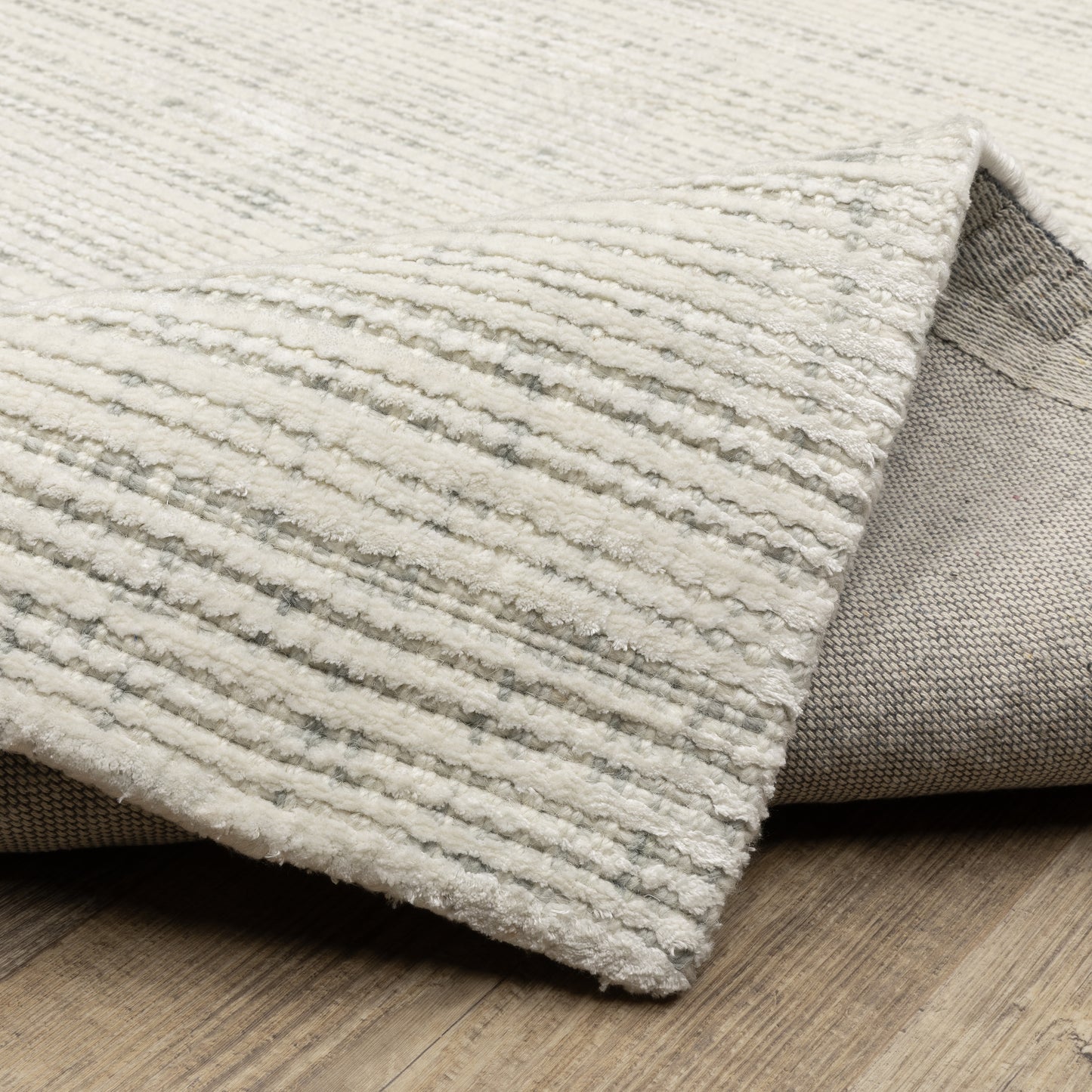 Circa Stripe Ivory/ Ivory Mixed Pile Rug