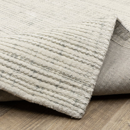 Circa Stripe Ivory/ Ivory Mixed Pile Rug