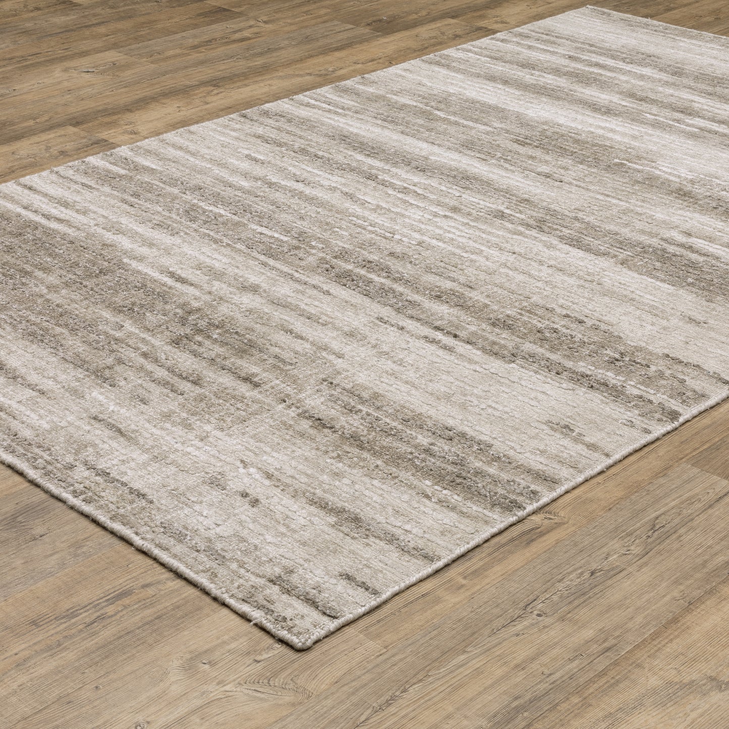 Clarke Stripe Beige/ Brown Distressed Mixed Pile Rug