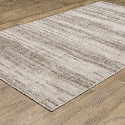 Clarke Stripe Beige/ Brown Distressed Mixed Pile Rug