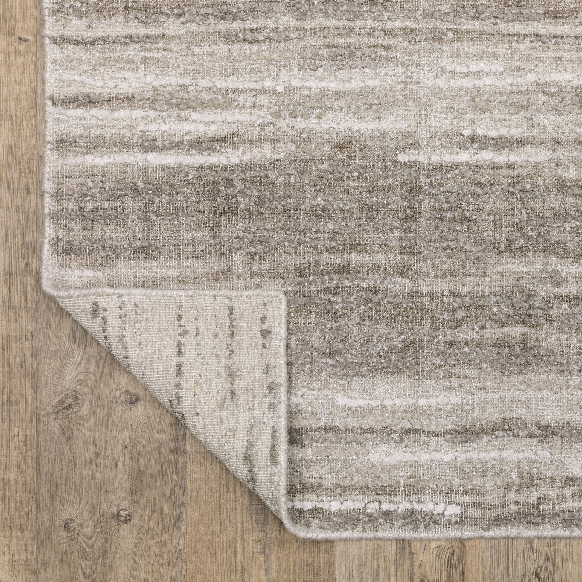Clarke Stripe Beige/ Brown Distressed Mixed Pile Rug