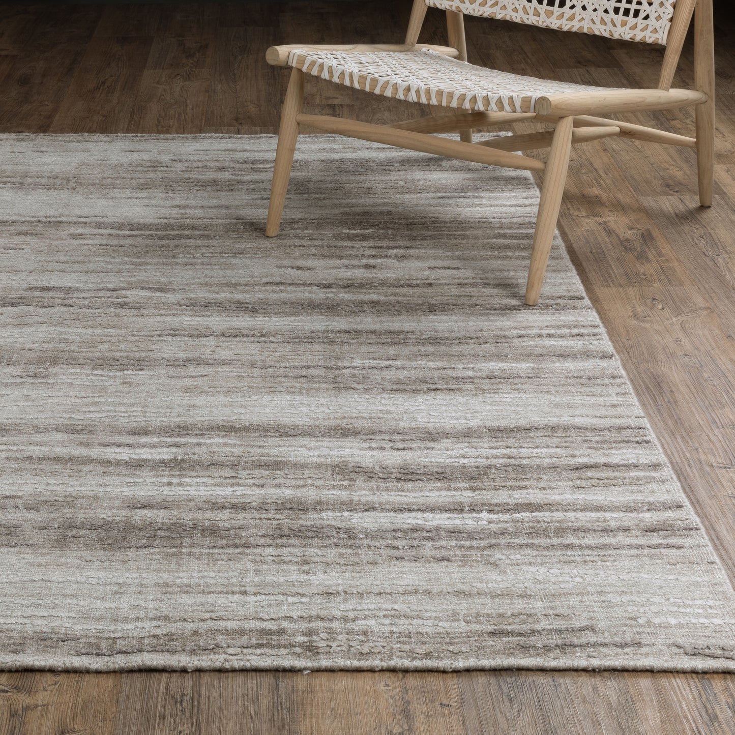 Clarke Stripe Beige/ Brown Distressed Mixed Pile Rug