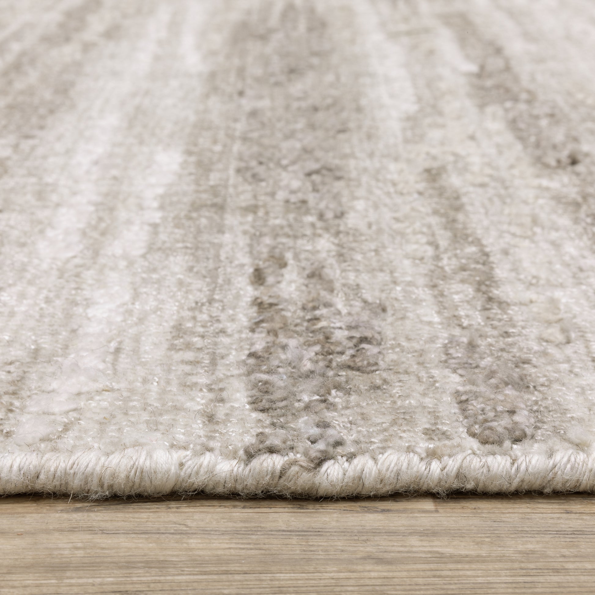 Clarke Stripe Beige/ Brown Distressed Mixed Pile Rug