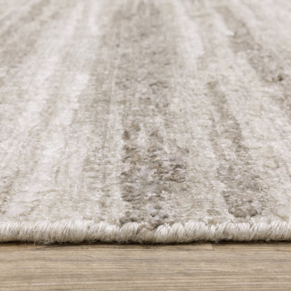 Clarke Stripe Beige/ Brown Distressed Mixed Pile Rug