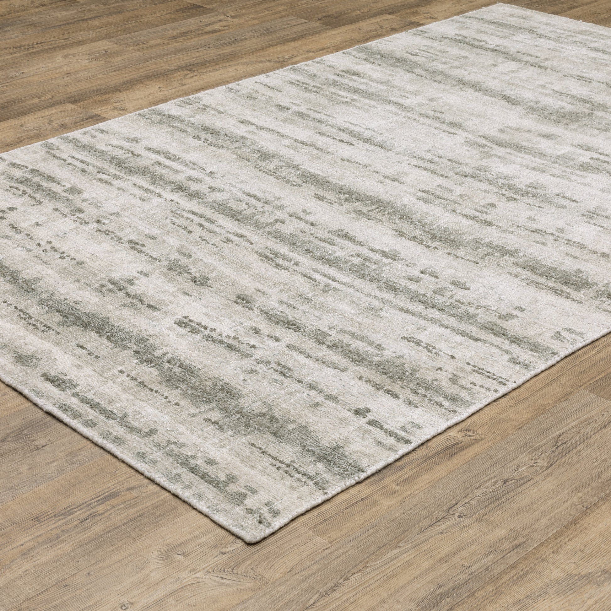 Clarke Stripe Beige/ Green Distressed Mixed Pile Rug