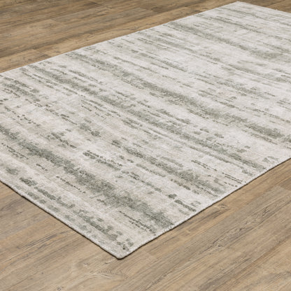 Clarke Stripe Beige/ Green Distressed Mixed Pile Rug