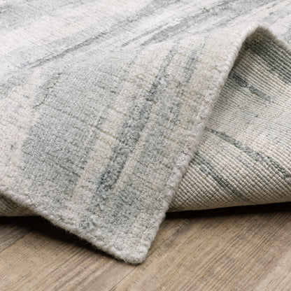 Clarke Stripe Beige/ Green Distressed Mixed Pile Rug