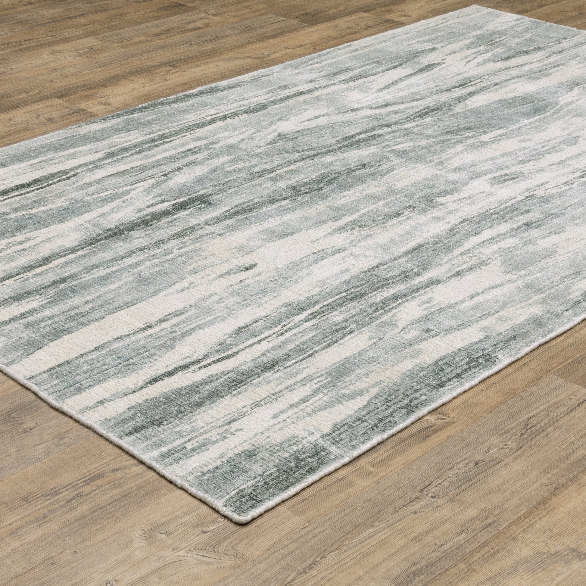 Clarke Abstract Green/ Ivory Mixed Pile Rug