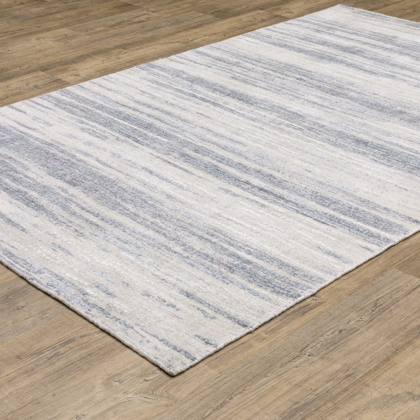 Clarke Stripe Ivory/ Blue Distressed Mixed Pile Rug