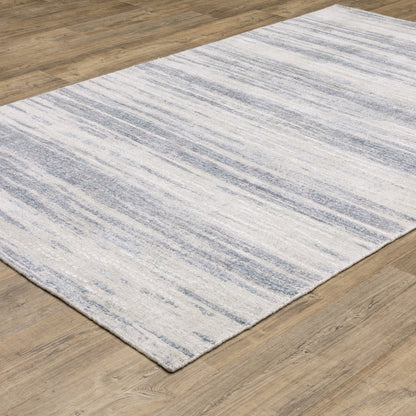 Clarke Stripe Ivory/ Blue Distressed Mixed Pile Rug