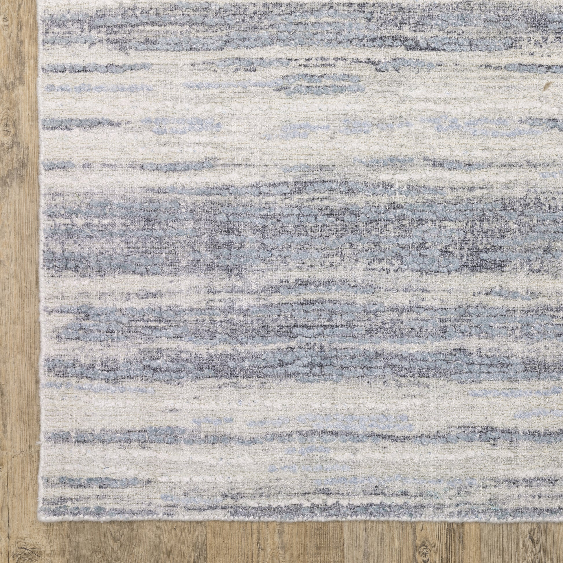 Clarke Stripe Ivory/ Blue Distressed Mixed Pile Rug