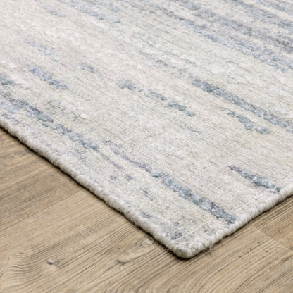 Clarke Stripe Ivory/ Blue Distressed Mixed Pile Rug