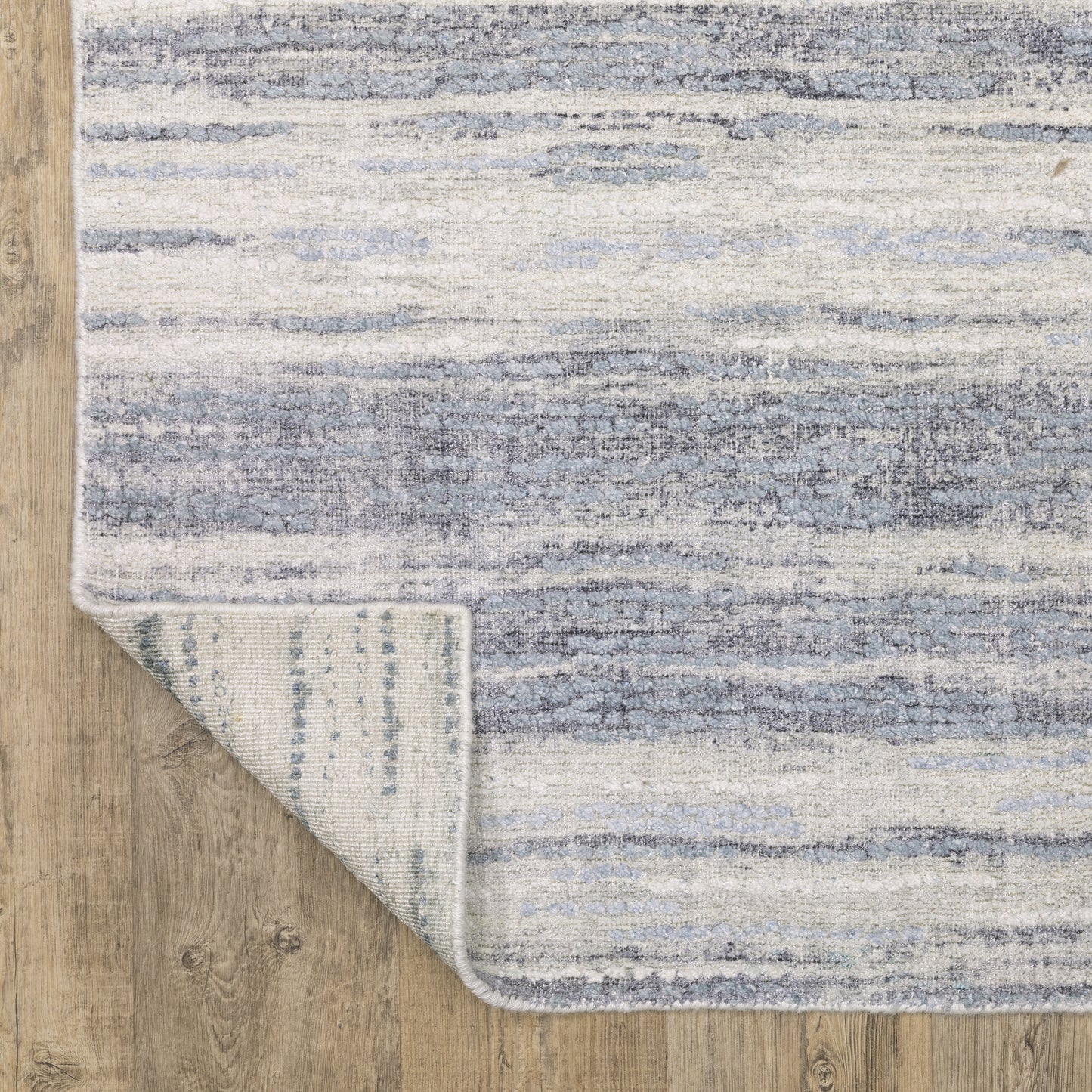 Clarke Stripe Ivory/ Blue Distressed Mixed Pile Rug