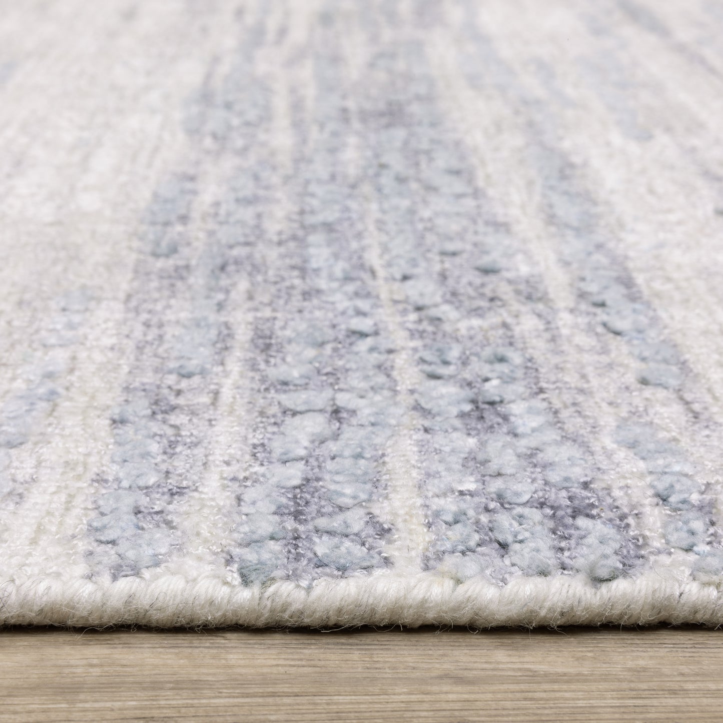 Clarke Stripe Ivory/ Blue Distressed Mixed Pile Rug