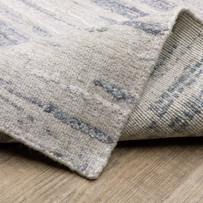 Clarke Stripe Ivory/ Blue Distressed Mixed Pile Rug