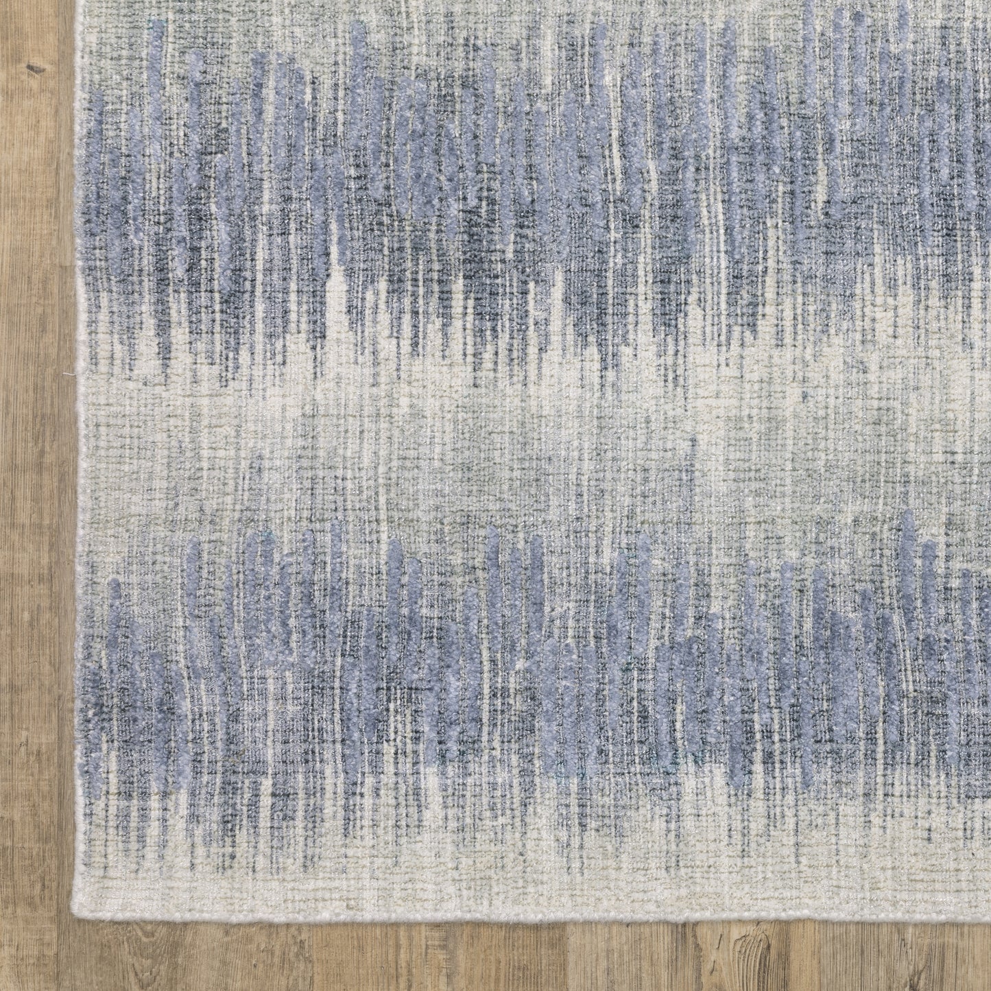Clarke Stripe Blue/ Ivory Distressed Mixed Pile Rug