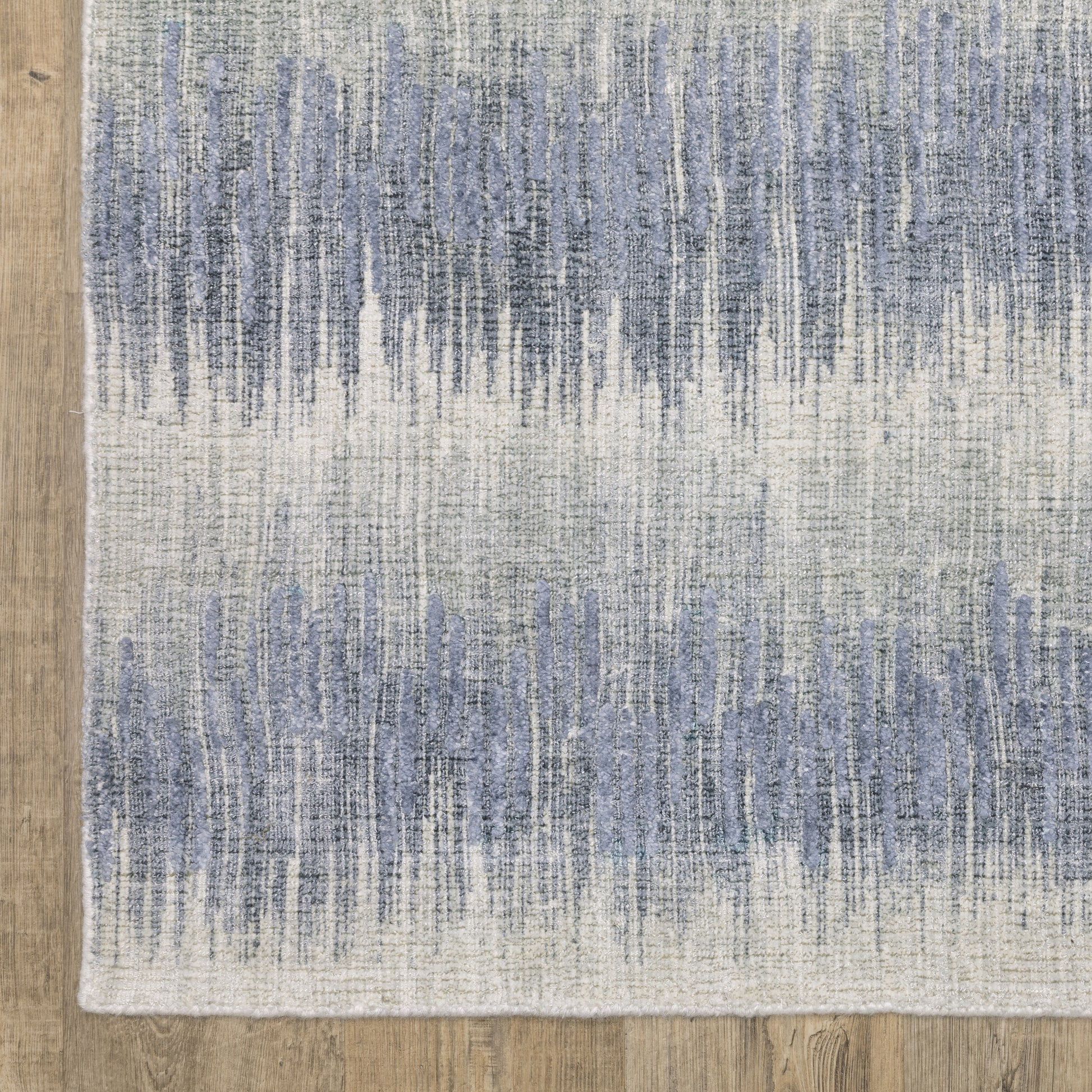 Clarke Stripe Blue/ Ivory Distressed Mixed Pile Rug