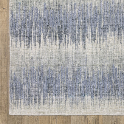 Clarke Stripe Blue/ Ivory Distressed Mixed Pile Rug