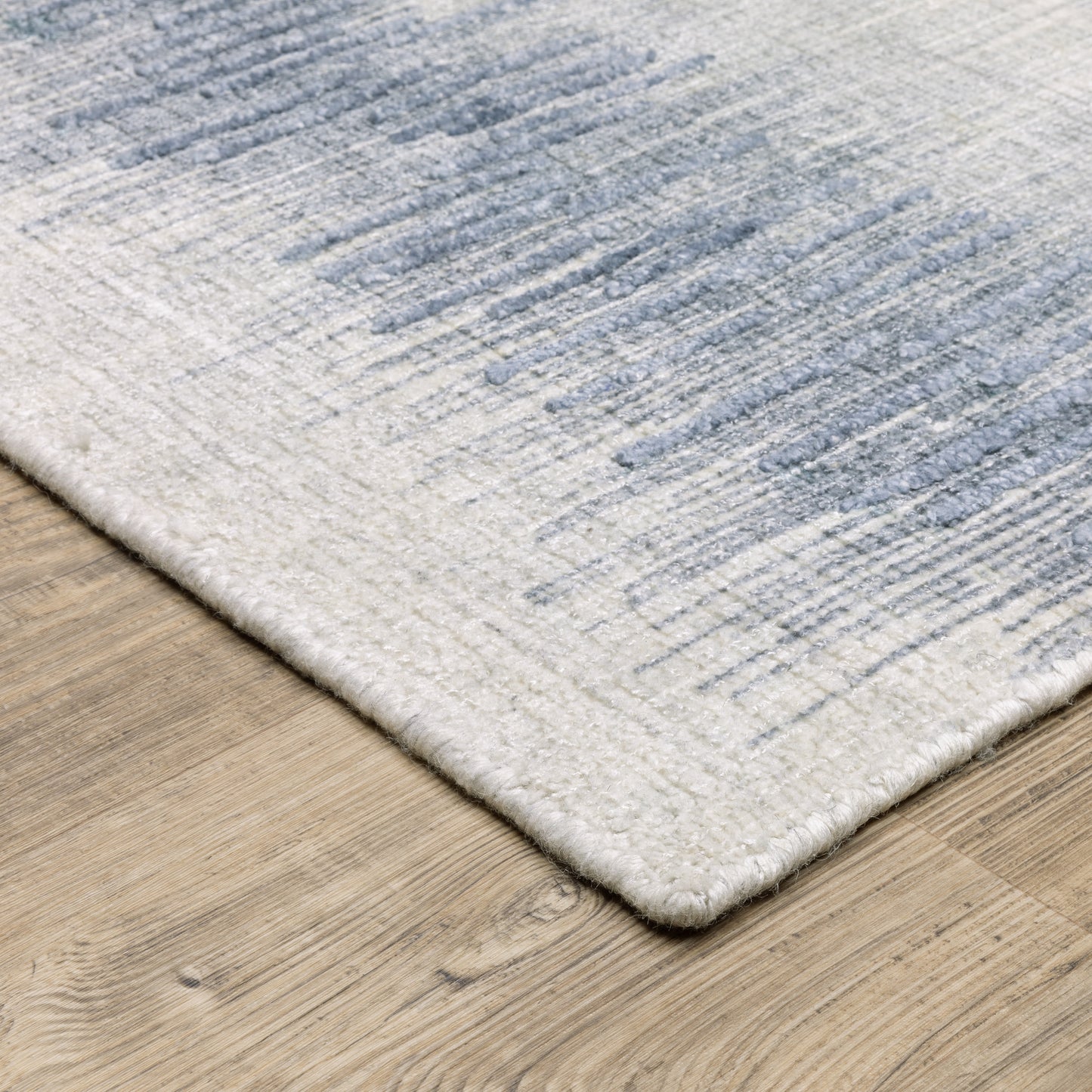Clarke Stripe Blue/ Ivory Distressed Mixed Pile Rug