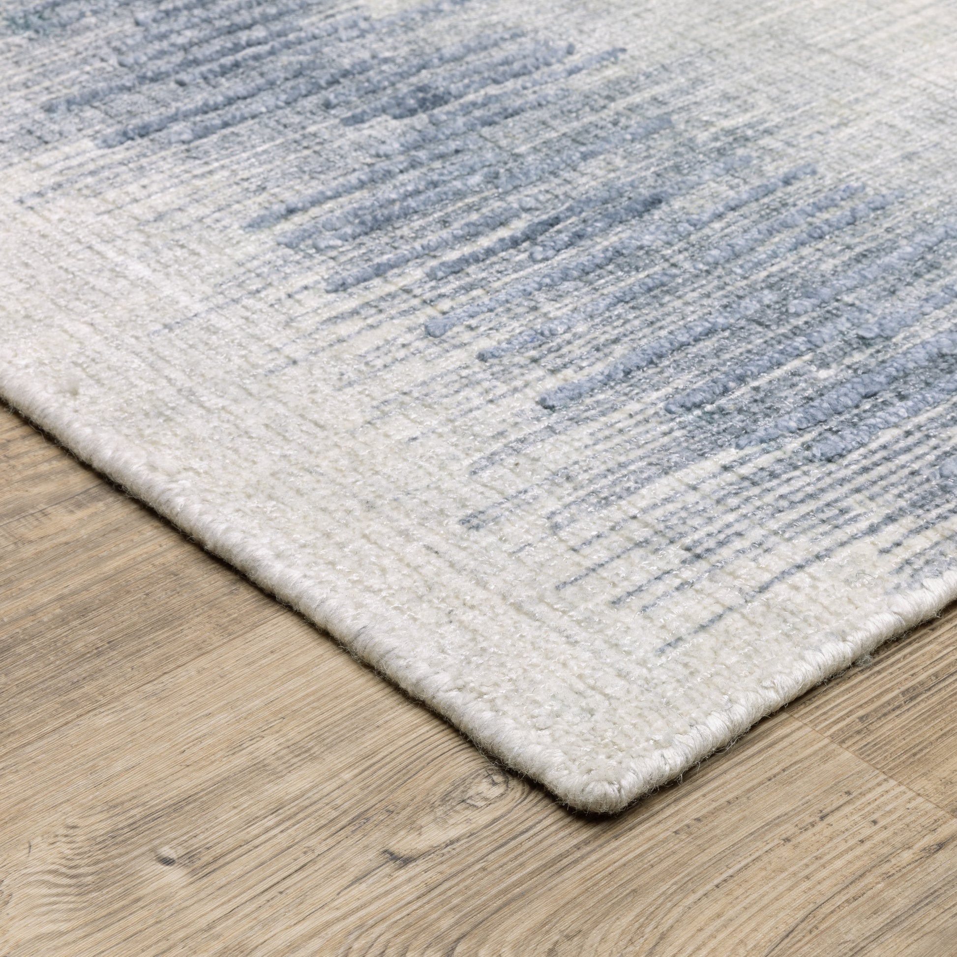 Clarke Stripe Blue/ Ivory Distressed Mixed Pile Rug