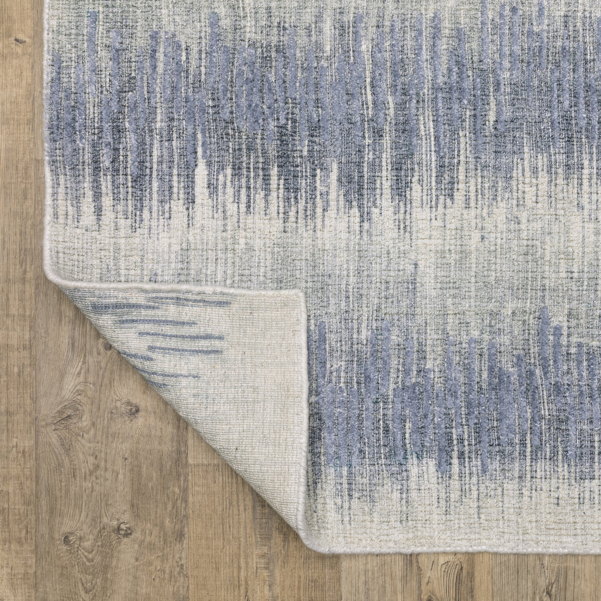 Clarke Stripe Blue/ Ivory Distressed Mixed Pile Rug