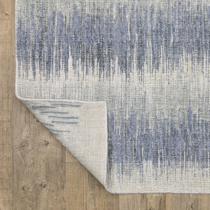 Clarke Stripe Blue/ Ivory Distressed Mixed Pile Rug