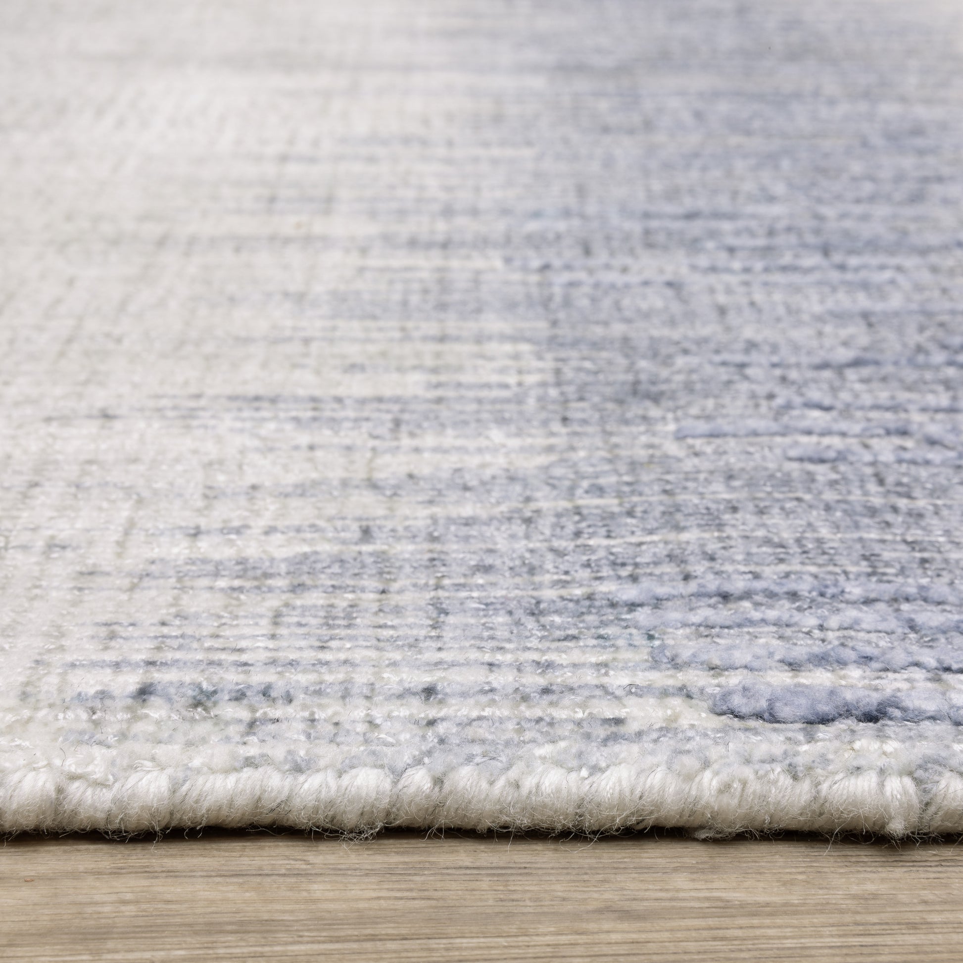 Clarke Stripe Blue/ Ivory Distressed Mixed Pile Rug