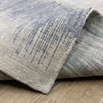 Clarke Stripe Blue/ Ivory Distressed Mixed Pile Rug