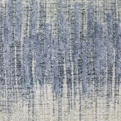 Clarke Stripe Blue/ Ivory Distressed Mixed Pile Rug