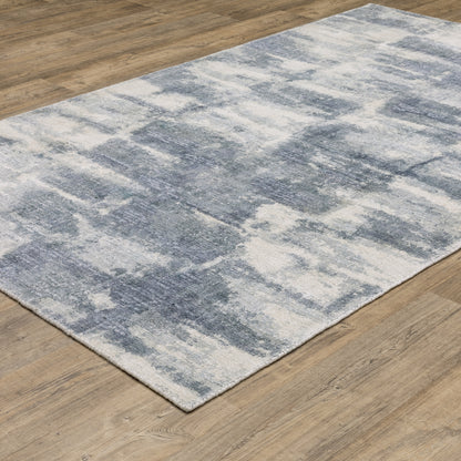 Clarke Abstract Blue/ Ivory Mixed Pile Rug