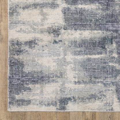 Clarke Abstract Blue/ Ivory Mixed Pile Rug