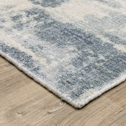 Clarke Abstract Blue/ Ivory Mixed Pile Rug
