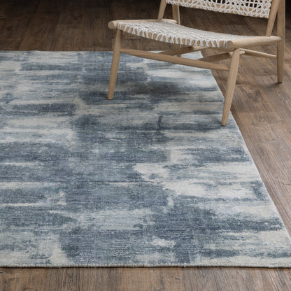 Clarke Abstract Blue/ Ivory Mixed Pile Rug