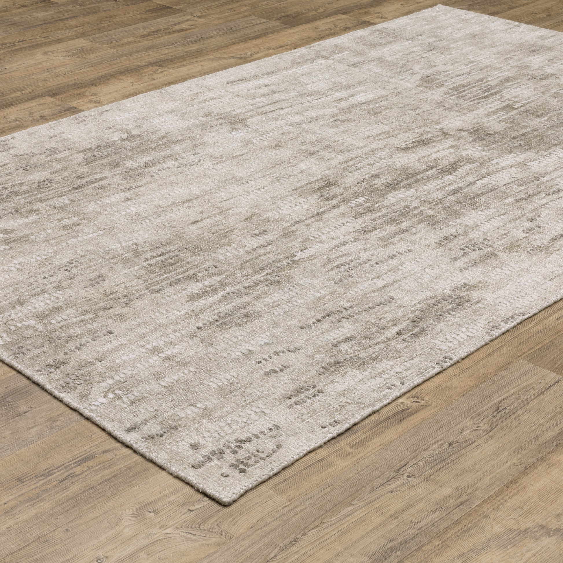 Clarke Distressed Beige/ Brown Abstract Mixed Pile Rug