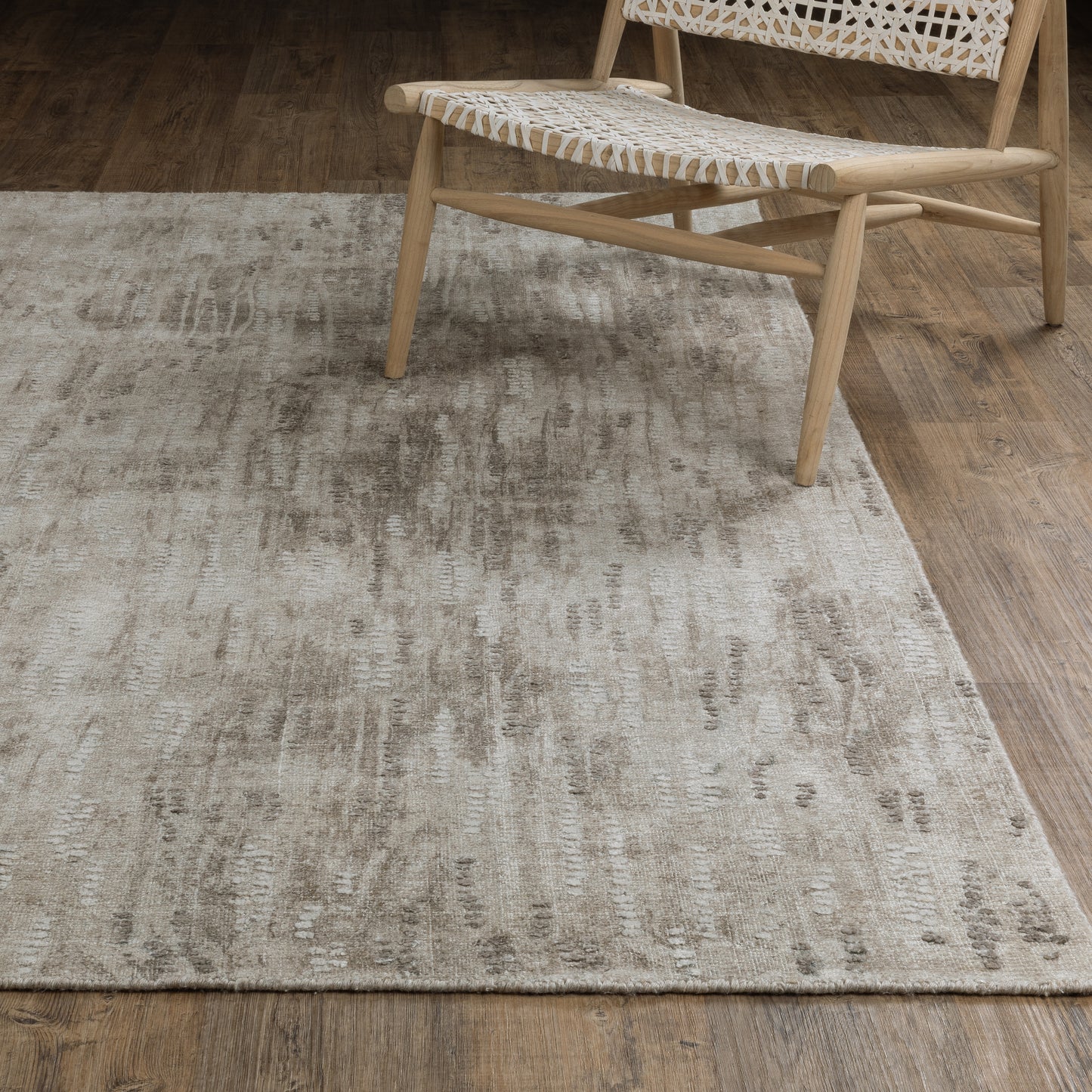Clarke Distressed Beige/ Brown Abstract Mixed Pile Rug
