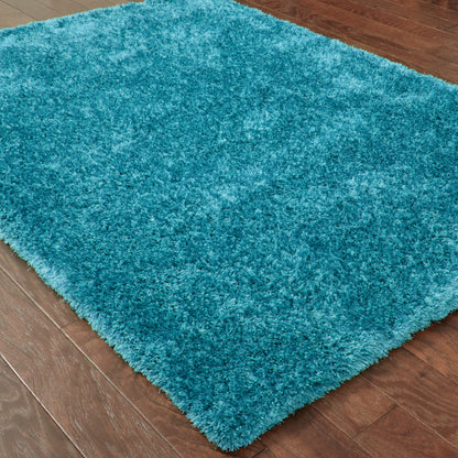 Cosmo Shag Teal/ Teal Abstract Cut Pile Rug