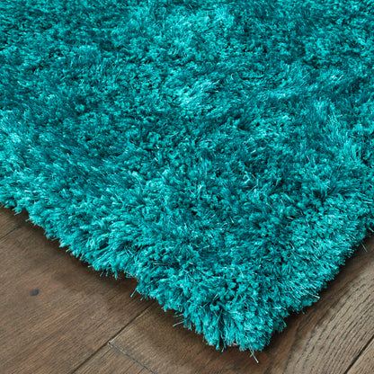 Cosmo Shag Teal/ Teal Abstract Cut Pile Rug