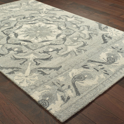 Craft Border Ash/ Ivory Medallion Loop Pile Rug
