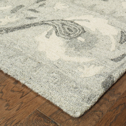 Craft Border Ash/ Ivory Medallion Loop Pile Rug