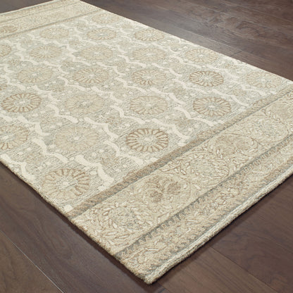 Craft Border Ash/ Sand Floral Loop Pile Rug