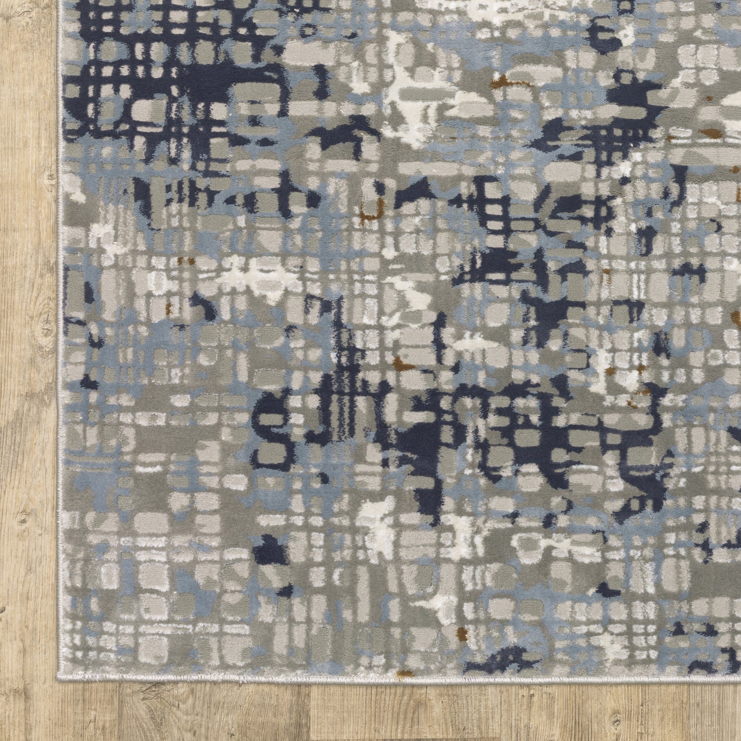 Easton Abstract Blue/ Ivory Cut Pile Rug