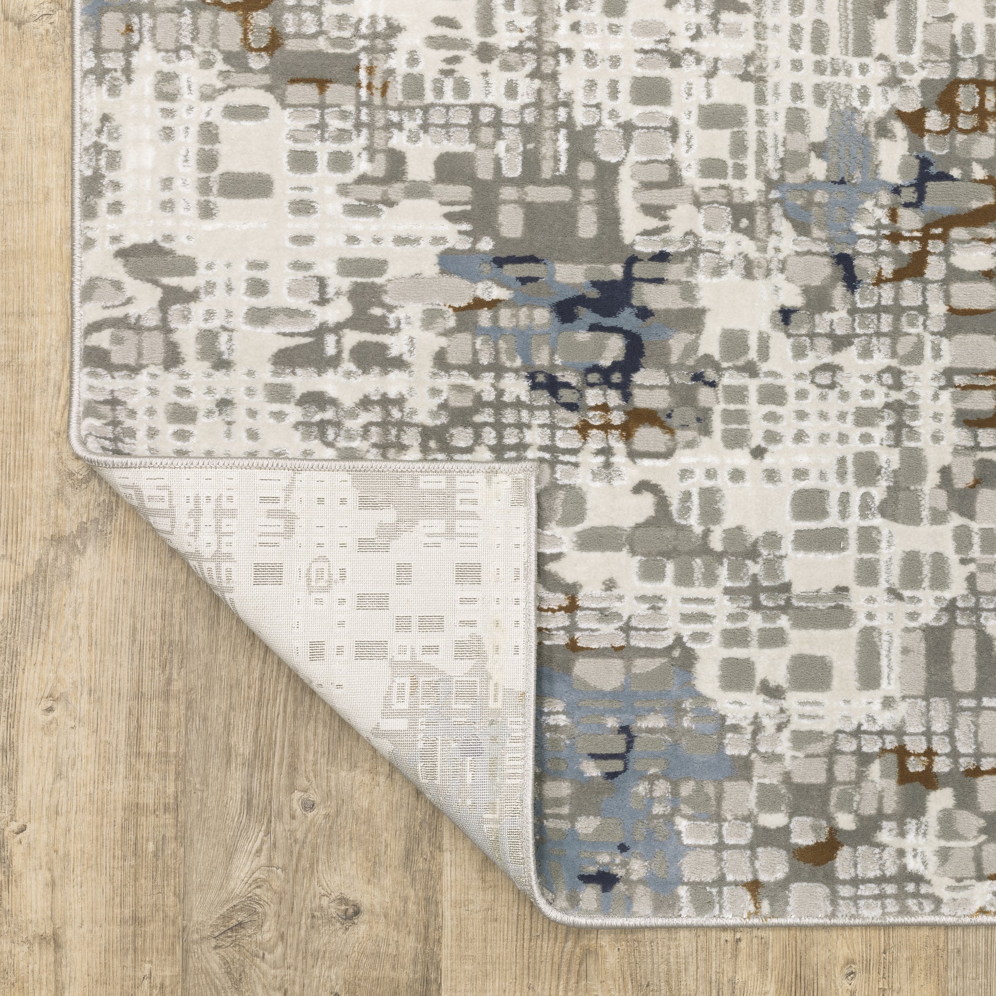 Easton Abstract Blue/ Ivory Cut Pile Rug