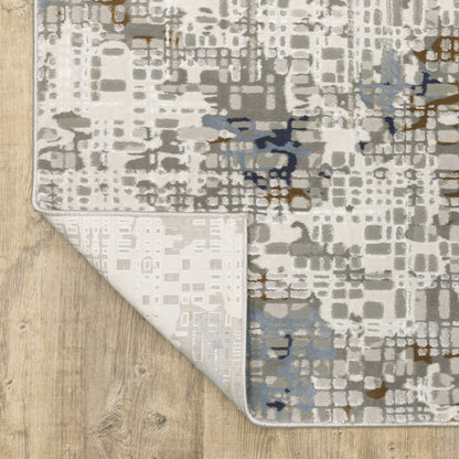 Easton Abstract Blue/ Ivory Cut Pile Rug
