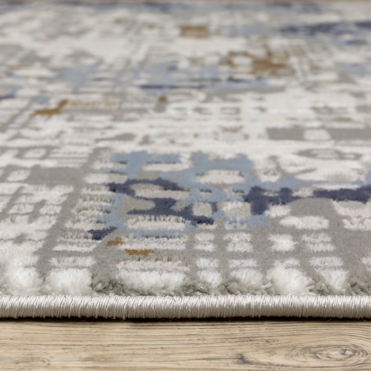 Easton Abstract Blue/ Ivory Cut Pile Rug