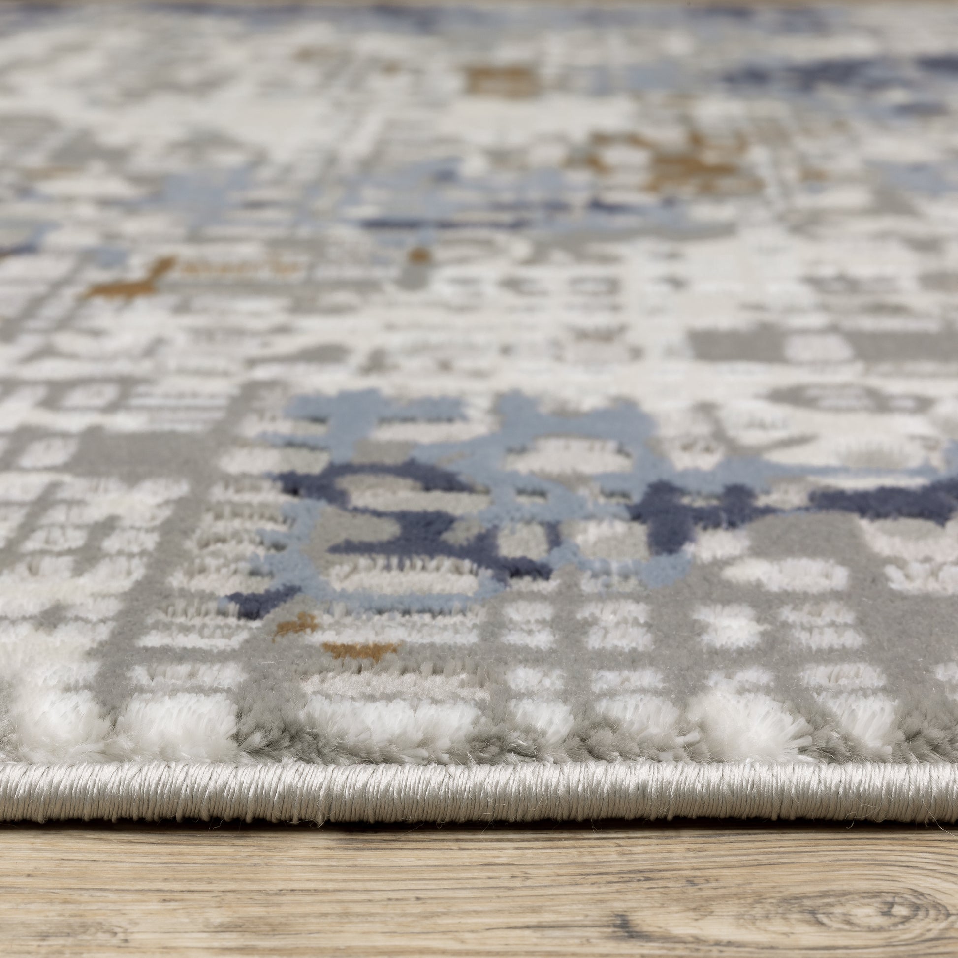 Easton Abstract Blue/ Ivory Cut Pile Rug