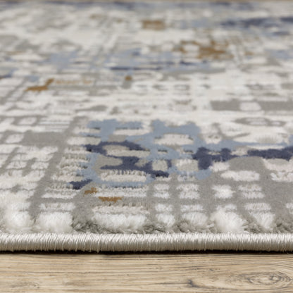 Easton Abstract Blue/ Ivory Cut Pile Rug
