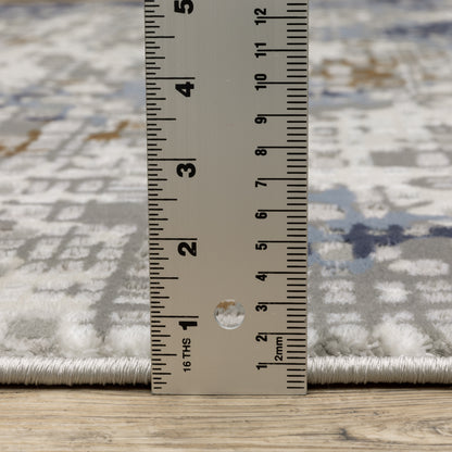 Easton Abstract Blue/ Ivory Cut Pile Rug